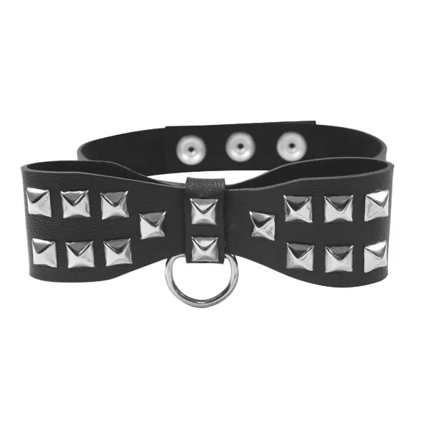 Ćwiekowana muszka - S&M Studded Bow Tie Collar