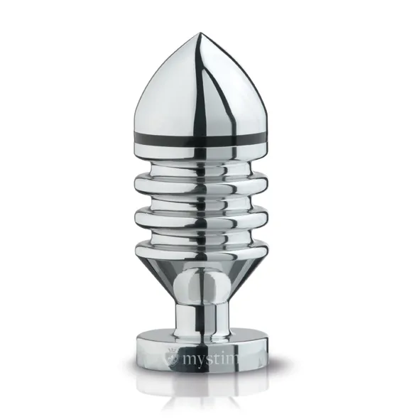 Bipolarny Plug analny elektroseks z aluminium medycznego - Mystim Hector Helix Buttplug rozmiar S