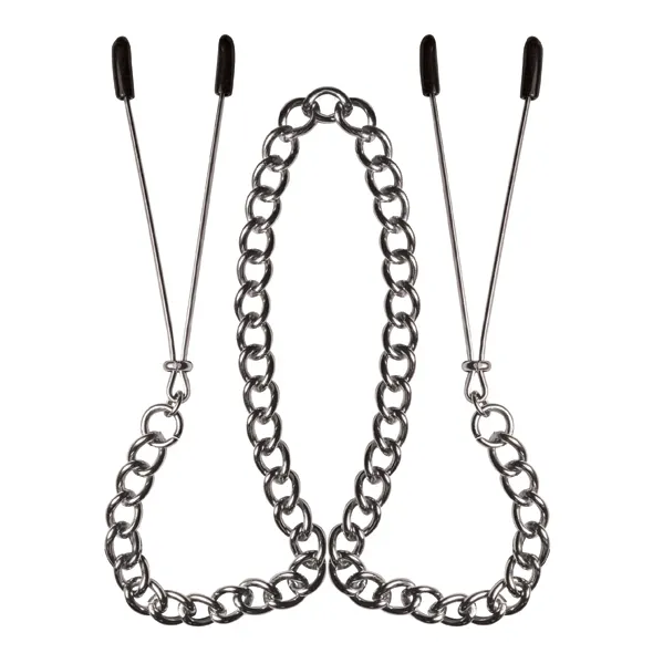 Łańcuszek z zaciskami na sutki - S&M Tug On My Heart Nipple Clips