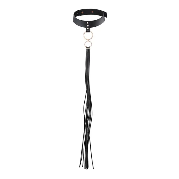 Obroża ze smyczą Bijoux Indiscrets - Maze Tassel Chocker Czarny
