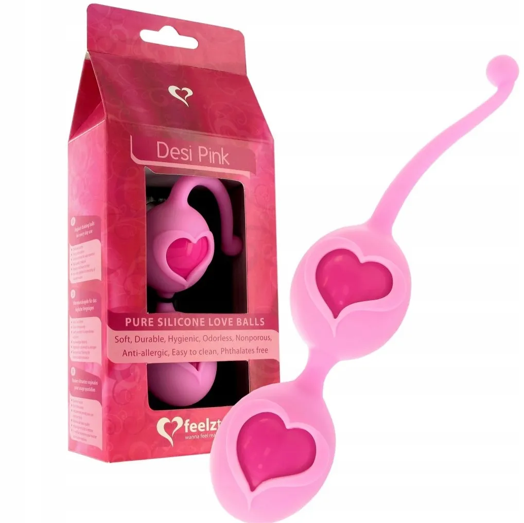 Kulki stymulujące z serduszkiem Feelz Toys - Desi Love Balls Pink różowe
