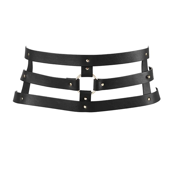 Pas skórzany - Bijoux Indiscrets Maze Wide Belt Czarny