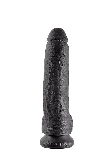 Pipedream King Cock -  dildo realistyczne duże CZARNE  z jądrami PVC - 23cm (9")