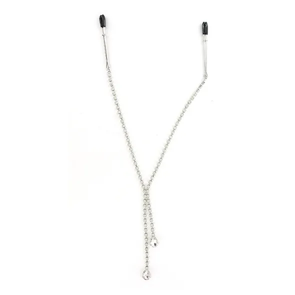 Zaciski na sutki z kryształkami - Sportsheets Midnight Teardrop Nipple Clips