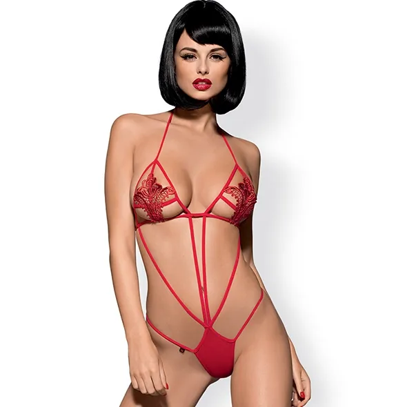 Kuszące mini body - Obsessive Luiza Teddy Red S/M