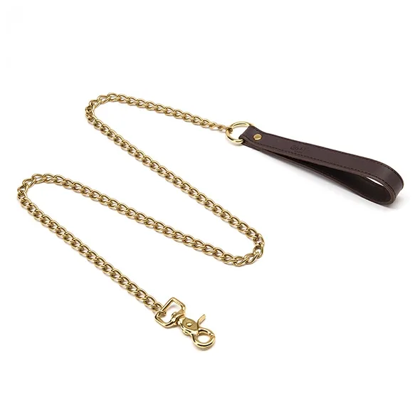 Luksusowa ZŁOTA smycz skórzana - Coco de Mer Leather Lead Brown