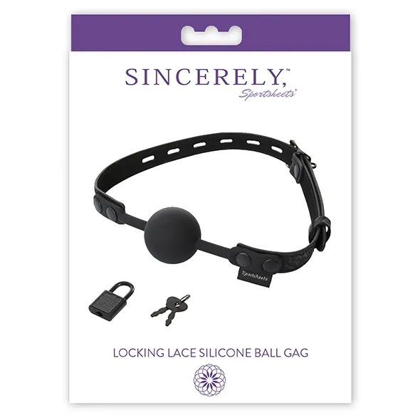 Knebel do ust silikonowy - Sportsheets Sincerely Locking Lace Silicone Ball Gag