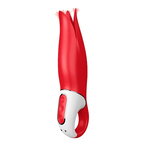 Wibrator z uchwytem kwiat - Satisfyer Vibes Power Flower Red