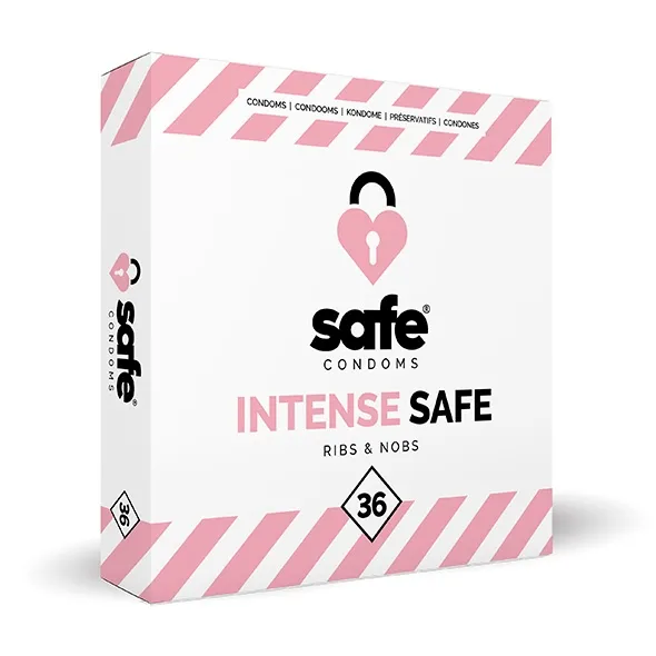 Prezerwatywy stymulujące - Safe Intense Safe Condoms Rib-Nop 36szt