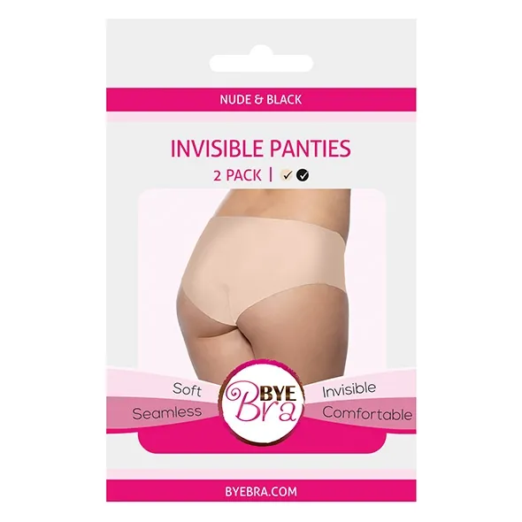 Niewidzialne majtki figi dwupak - Bye Bra Invisible Panties Czarny i Beżowy XS