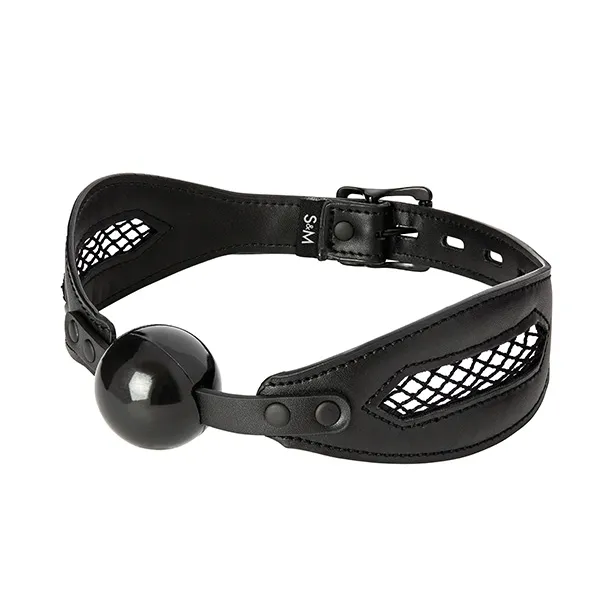 Knebel z opaską z siateczki - S&M Fishnet Ball Gag