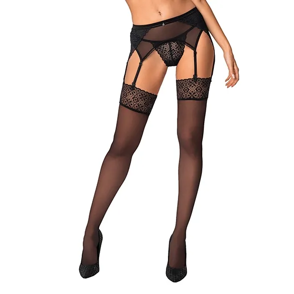 Czarne zmysłowe pończochy - Obsessive Shibu Stockings S/M