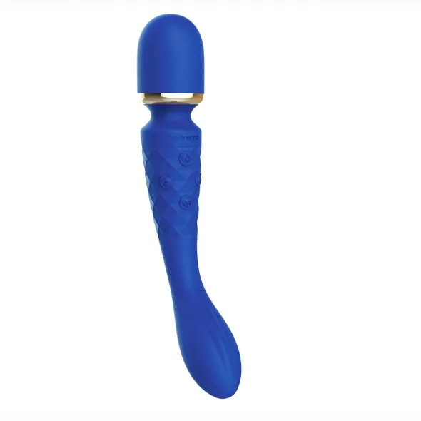 Wibrator i masażer różdżka 2w1 - Bodywand Luxe 2-Way Wand Large   Niebieski
