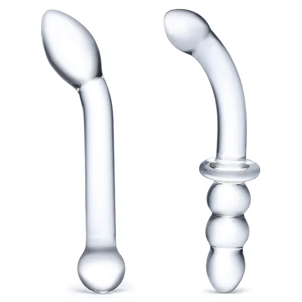 Dildo do punktu G zestaw 2 sztuki - Glas G-Spot Pleasure Glass Dildo Set 2 pcs