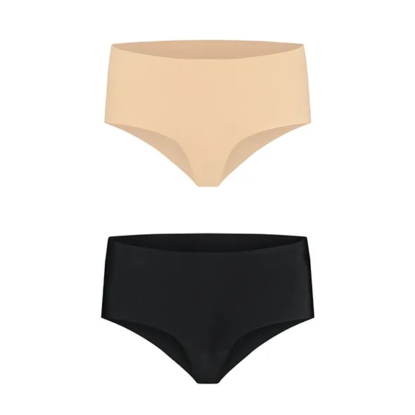 Bezszwowe figi wysokie dwupak - Bye Bra  Invisible High Brief Cieliste i Czarne M