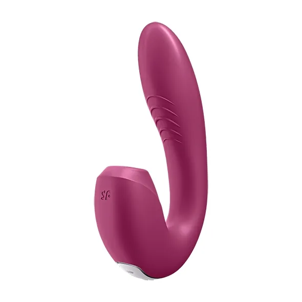 Masażer bezdotykowy łechtaczki i wibrator punktu G - Satisfyer Sunray Insertable Double Air Pulse Vibrator Wiśniowy