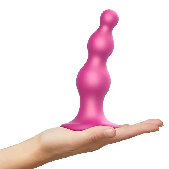 Dildo z kulkami z przyssawką do uprzęży - Strap-On-Me Dildo Plug Beads  Raspberry Pink S