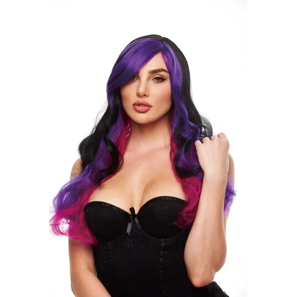 Pleasure Wigs - Czarno-Fioletowa Peruka Długa Pruik Brandi