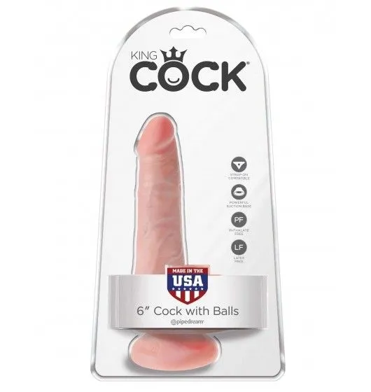 6' Cock With Balls Flesh Dildo Z Jądrami Cieliste 15Cm King Cock