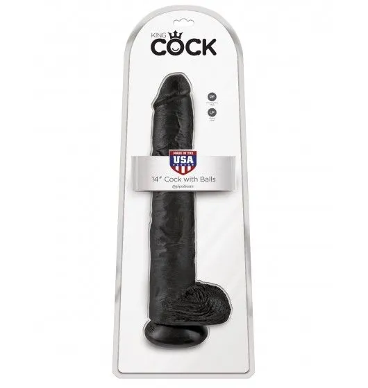 14' Cock With Balls Black Dildo Z Jądrami Czarne 35Cm King Cock