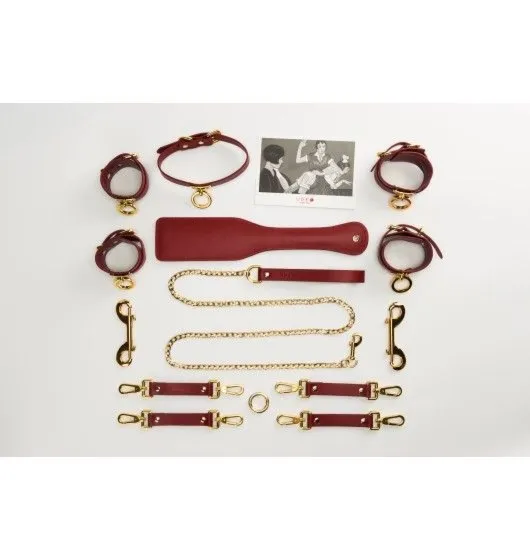 Zestaw Czerwonych Skórzanych Akcesoriów Upko Leather Kinky Tools Set Red UPKO