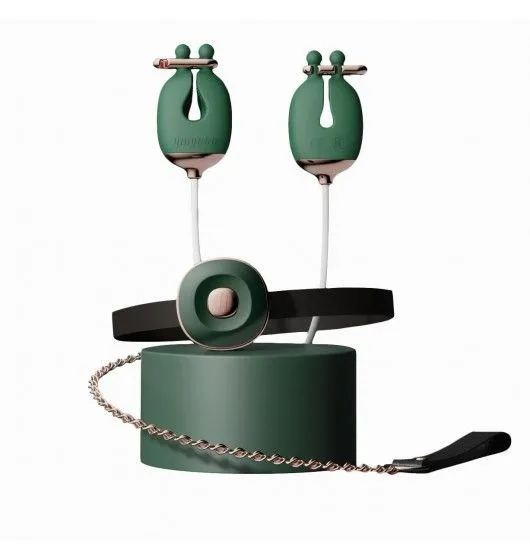 Zaciski No.2 Vibrating Nipple Clamps And Choker Set Green Qingnan | 100% ORYGINAŁ| DYSKRETNA PRZESYŁKA