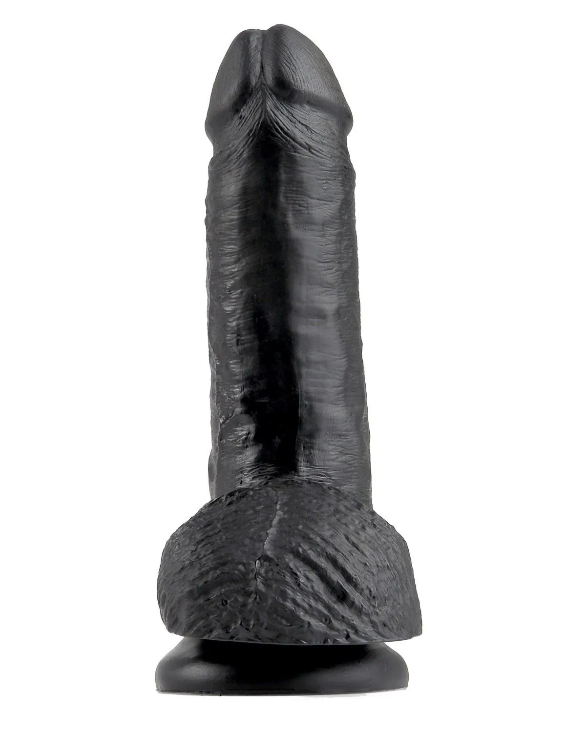 7' Cock With Balls Black Dildo Z Jądrami Czarne 18Cm King Cock