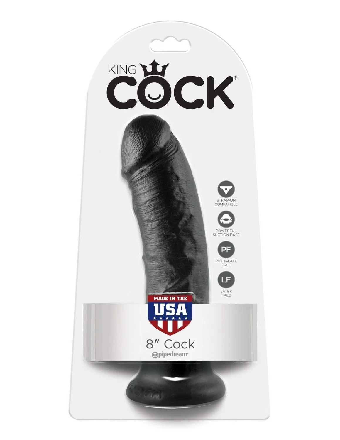 8' Cock Black Dildo Czarne 20Cm King Cock