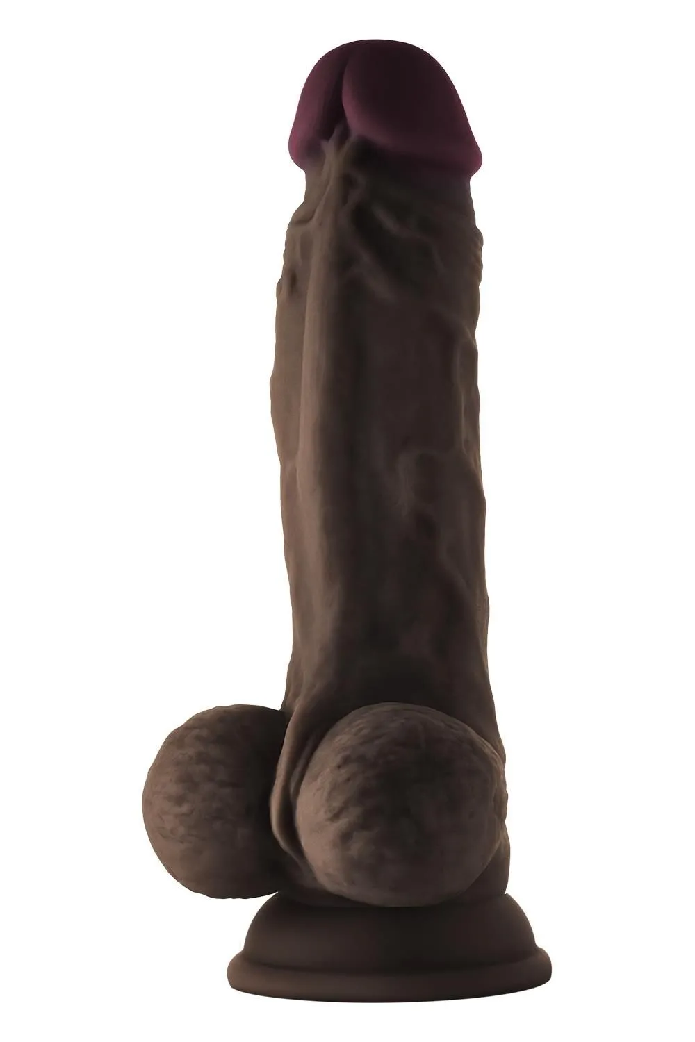 Dildo Na Przyssawce Dong With Balls Mahogany Shaft