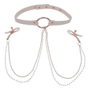 S&M Peaches ‘N Creame Collar With Nipple Clamps Sportsheets