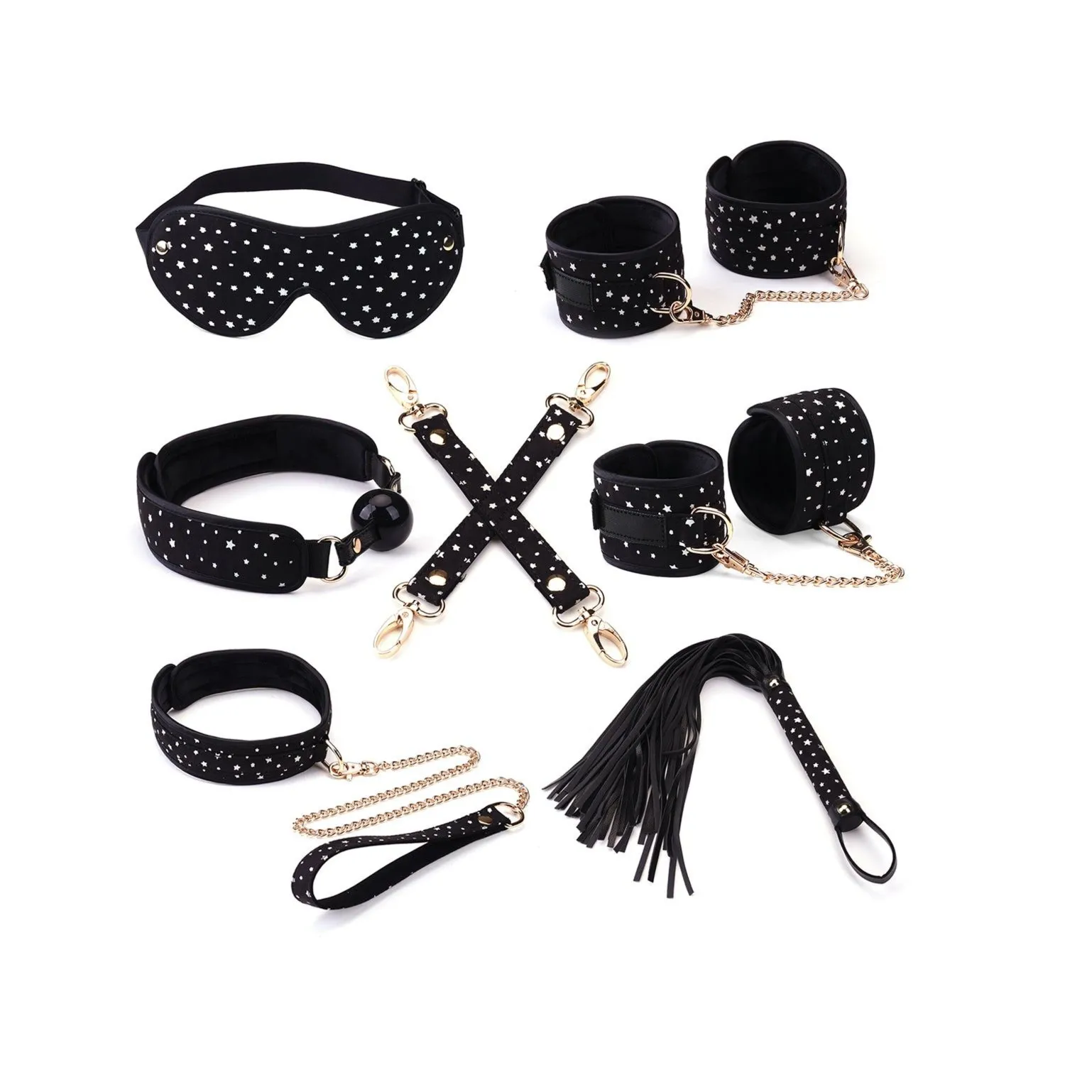 Zestaw Stary Nights 7Pcs Bondage Kit Black Stary Pu Liebe Seele