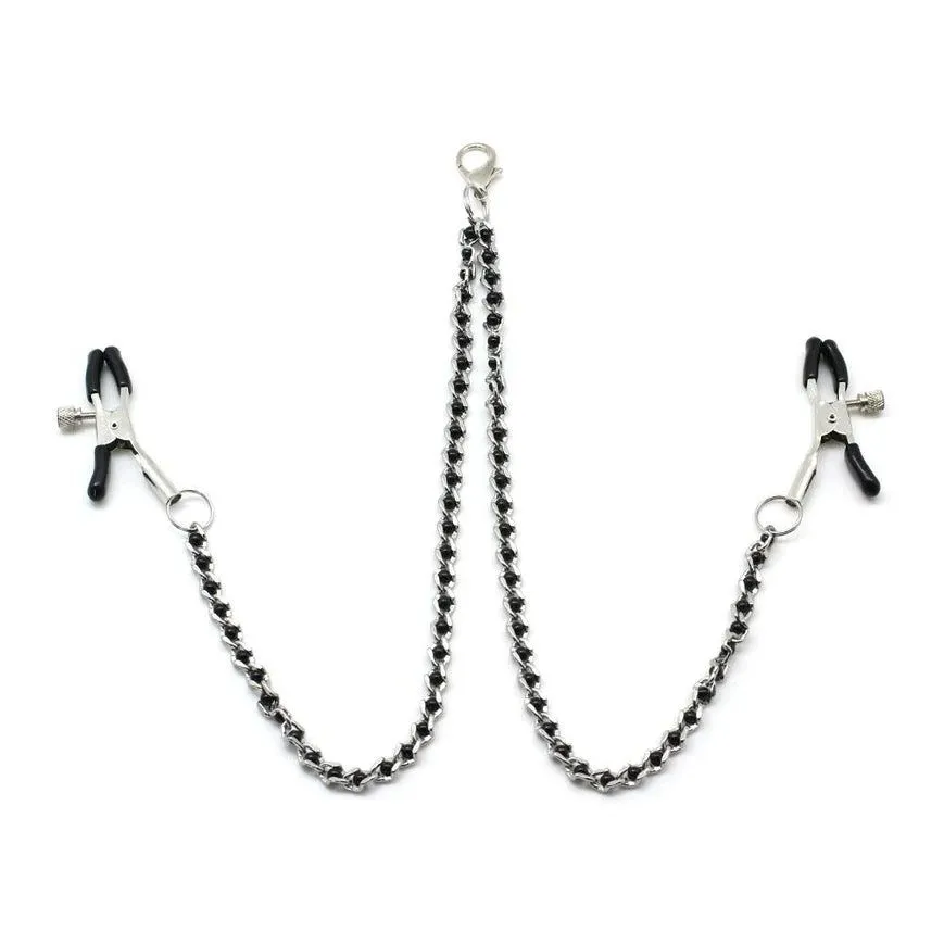Klamerki Na Sutki Black Beads Chains & Nipple Clamps Liebe Seele