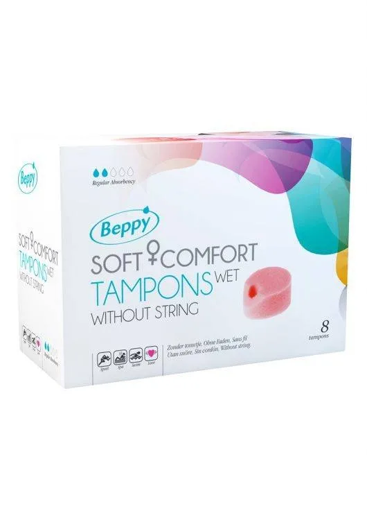 Tampony Bez Sznurka Nawilżane Soft Comfort Tampons Wet 8 Szt. Beppy | 100% ORYGINAŁ| DYSKRETNA PRZESYŁKA