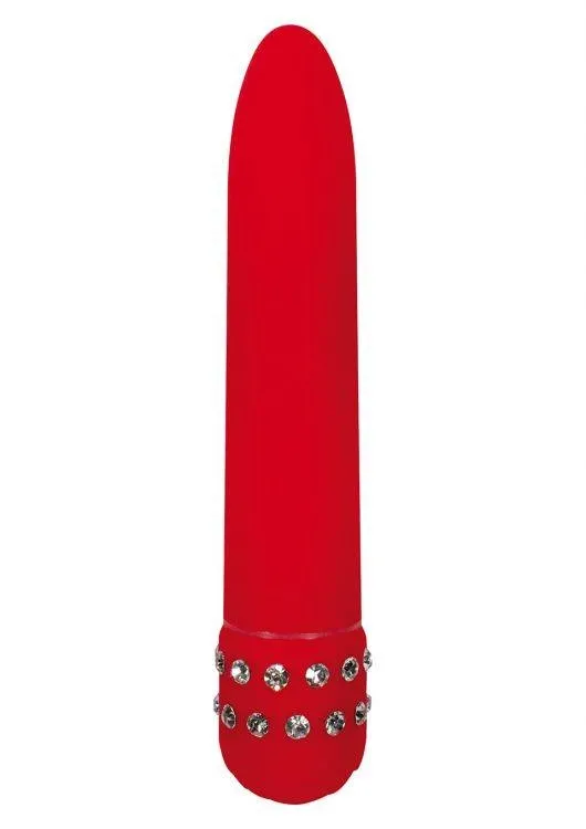Piękny Wibrator z Diamentami 15,5cm Czerwony | 100% ORYGINAŁ| DYSKRETNA PRZESYŁKA