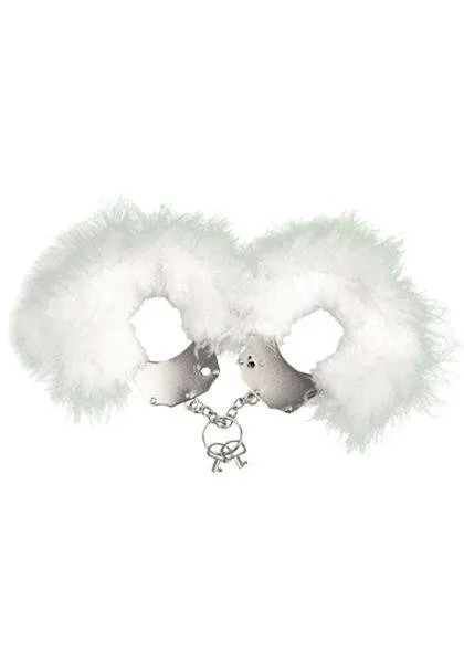 Metalowe Kajdanki z Piórkami Biały | 100% ORYGINAŁ| DYSKRETNA PRZESYŁKA