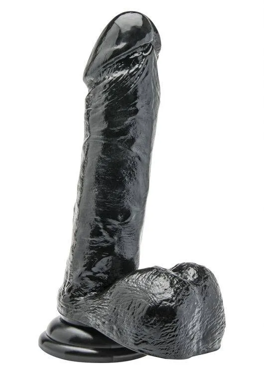 Klasyczne Dildo z Jądrami Get Real 18cm Czarny | 100% ORYGINAŁ| DYSKRETNA PRZESYŁKA