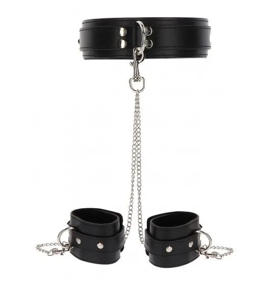 Obróżka Z Kajdankami Heavy Collar And Wrist Cuffs Black Taboom | 100% ORYGINAŁ| DYSKRETNA PRZESYŁKA