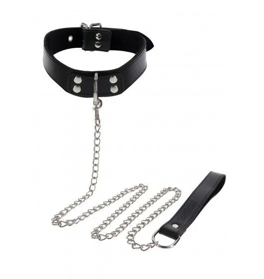Obróżka Ze Smyczą Elegant Collar And Chain Leash Black Taboom | 100% ORYGINAŁ| DYSKRETNA PRZESYŁKA