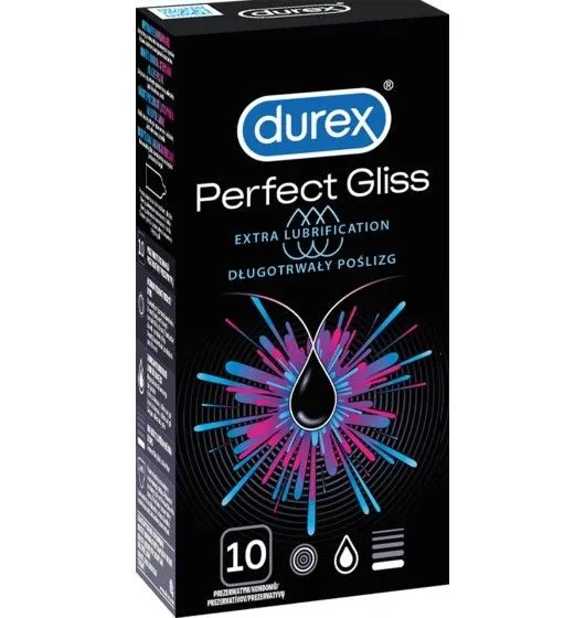 Prezerwatywy Z Dużą Ilością Lubrykantu Perfect Gliss 10 Szt. Durex | 100% ORYGINAŁ| DYSKRETNA PRZESYŁKA