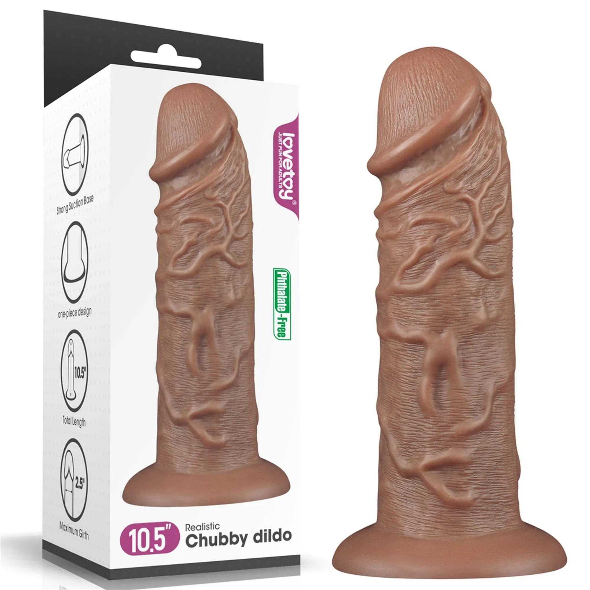 Realistyczne Dildo z Żyłami Chubby 24cm Brązowy | 100% ORYGINAŁ| DYSKRETNA PRZESYŁKA