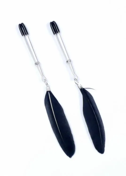 Eleganckie Klamerki na Sutki z Piórkami Czarny | 100% ORYGINAŁ| DYSKRETNA PRZESYŁKA