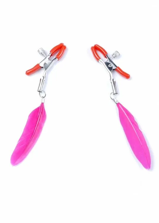 Regulowane Zaciski na Sutki z Piórkami Różowy | 100% ORYGINAŁ| DYSKRETNA PRZESYŁKA