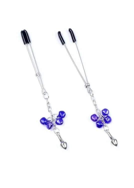 Regulowane Zaciski na Sutki z Dzwoneczkami Fioletowy | 100% ORYGINAŁ| DYSKRETNA PRZESYŁKA