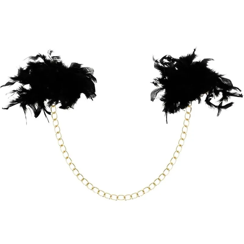 Kajdanki na Łańcuszku z Piórkami Coquette | 100% ORYGINAŁ| DYSKRETNA PRZESYŁKA