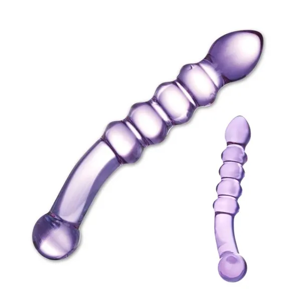 SexShop - Dildo szklane – Glas Purple Rain Ribbed Glass Dildo - online