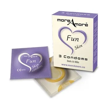 SexShop - Prążkowane prezerwatywy Condom Fun Skin 3 sztuki - online