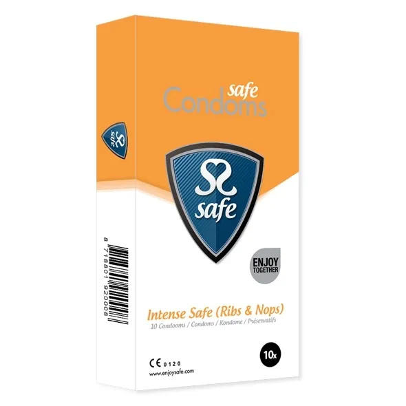 SexShop - Prezerwatywy stymulujące - Safe Intense Safe Condoms Rib-Nop 10szt - online