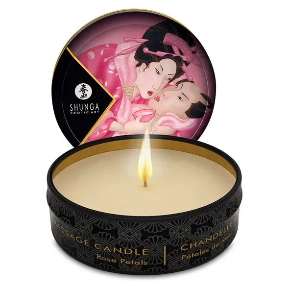 SexShop - Świeca do masażu - Shunga Massage Candle płatki róż - online