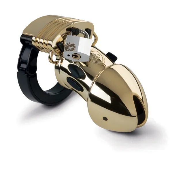 SexShop - Klatka na penisa do elektrostymulacji - Mystim Pubic Enemy No 1 Cock Cage Edycja Specjalna - Złota - online