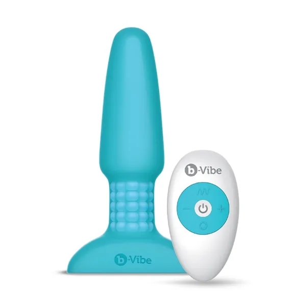 SexShop - Plug analny rotujący i wibrujący sterowany zdalnie - Bvibe Rimming Remote Control Plug Niebieski - online